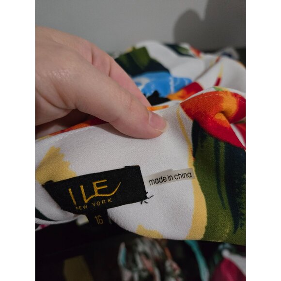 ILE New York Womens Floral Short Sleeve Midi Dress Size 16 Boho Easter Spring - Picture 5 of 9